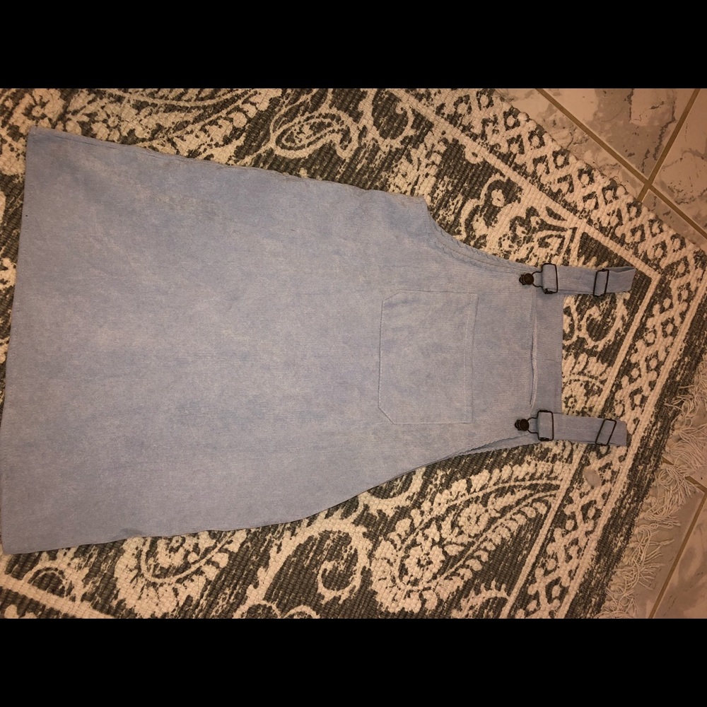 Light blue corduroy overall dress